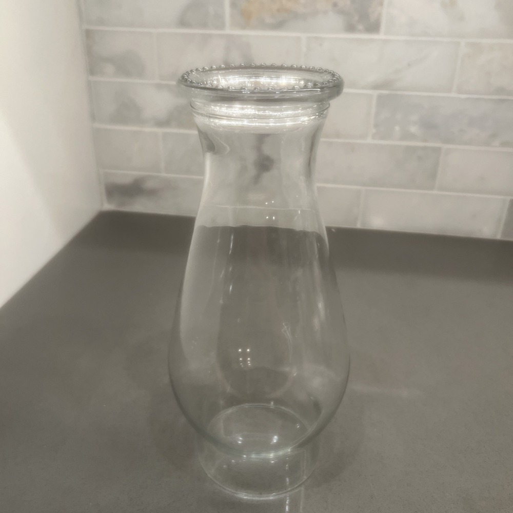 Vintage  Glass Hurricane Vase Beaded